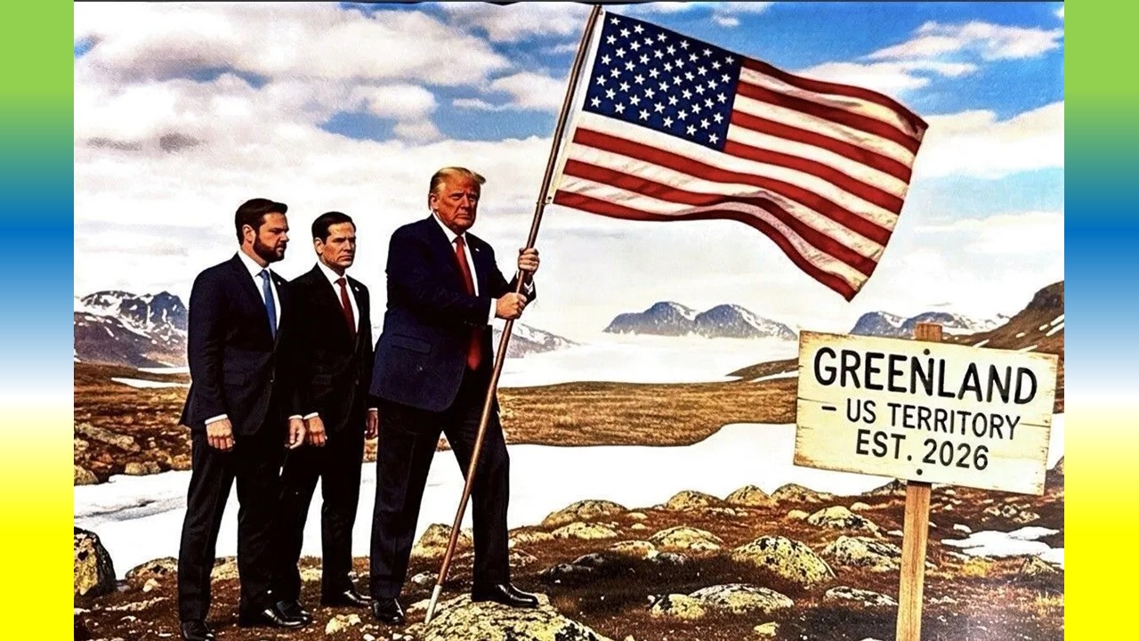 Trump Faz IA Com Bandeira do EUA Fixada na Groenlândia
